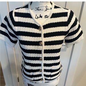 NWT-Striped Black and White Button-Up Cardigan